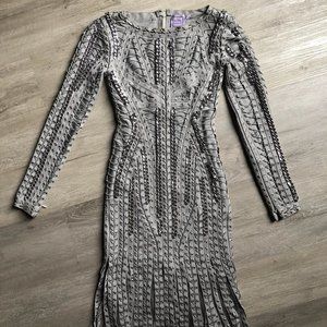 HERVE LEGER Bodycon Bandage Chain Dress